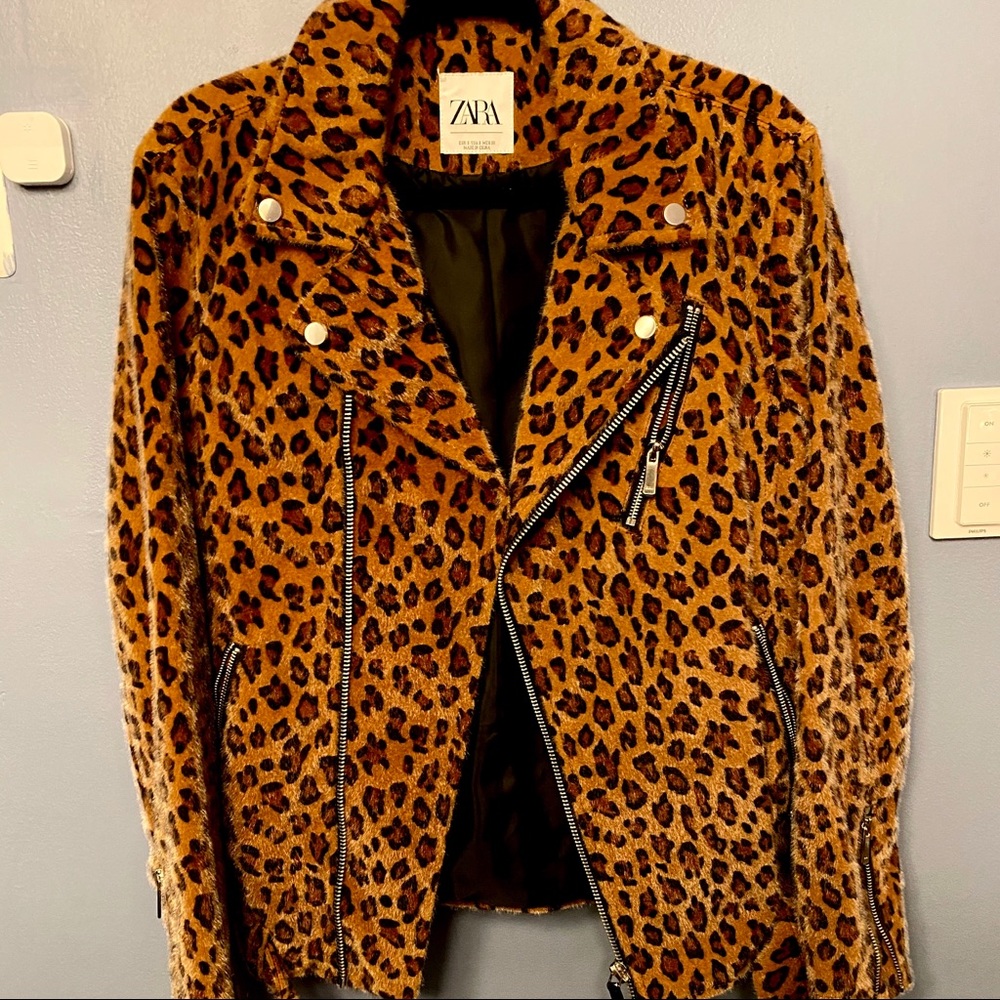 Zara Man leopard biker jacket